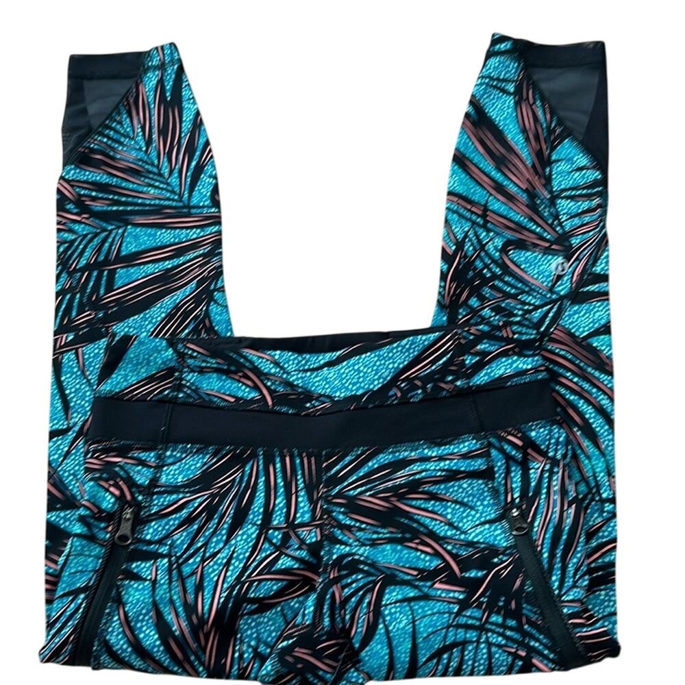 Lululemon Inspire Tight II Women's Size 4 Palm Lace Tofino Teal Multi Stretch - Picture 2 of 7